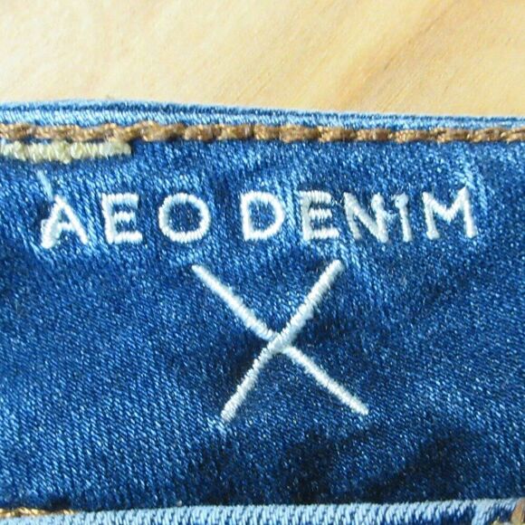 AMERICAN EAGLE Hi-Rise Shortie Womens Size 0 Frayed Hem Ripped Denim Jean Shorts - Picture 10 of 16